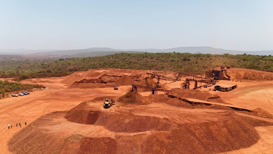 Vue aérienne du site d'extraction